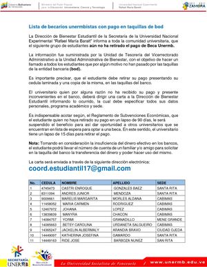 Lista de becarios unermbistas con pago en taquillas de bod