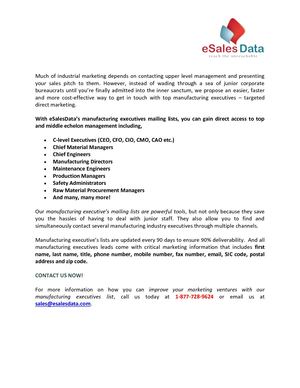 Manufacturing Industry List