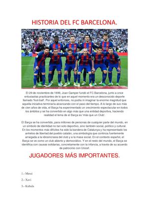 Historia Del Fc Barcelona