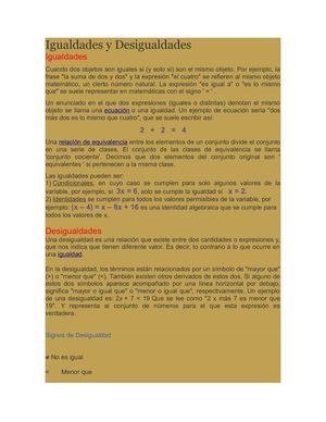 Igualdades Y Desigualdades