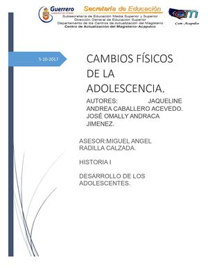 Cambios Físicos De La Adolescencia