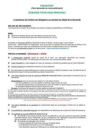 Passeports Mineurs