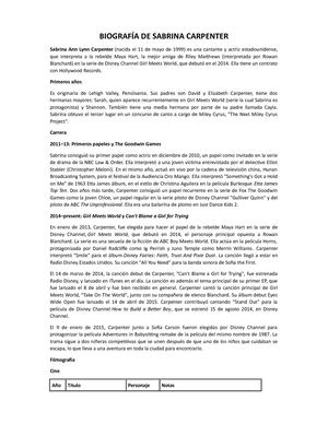 Giuliana Peñaherrera Trabajo Sabrina Carpenter