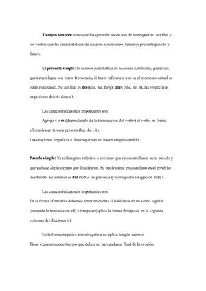 Tiempos Verbales en Inglés