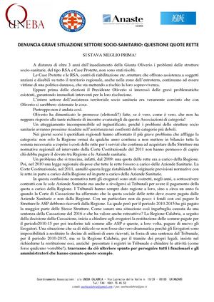 Comunicato Uneba Calabria
