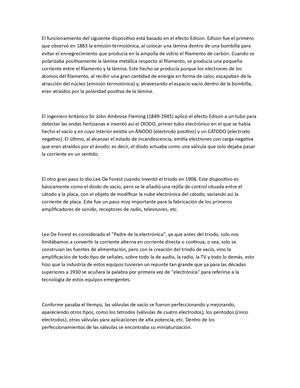 El Funcionamiento Del Siguiente Dispositivo Está Basado En El Efecto Edison