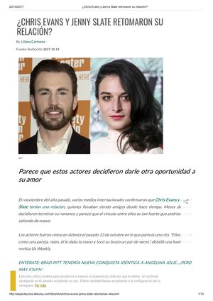 ¿Chris Evans Y Jenny Slate Retomaron Su Relación