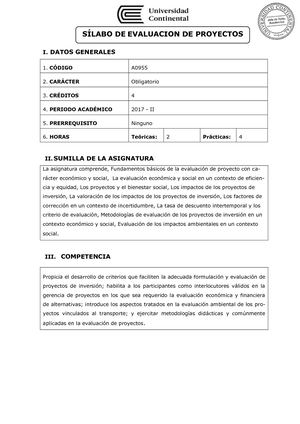 A0955 Silabo Evaluación De Proyectos