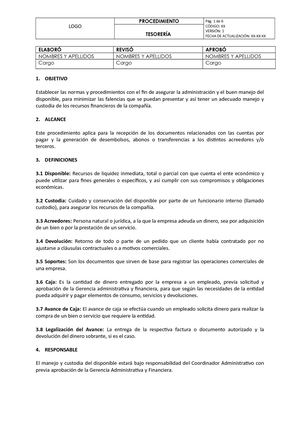 1. Procedimiento De Tesoreria