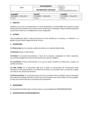 2. Procedimiento De Facturacion Y Recaudo