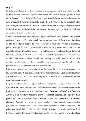 Origini Letteratura Latina