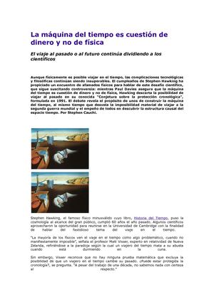 La Máquina Del Tiempo Es Cuestión De Dinero Y No De Física
