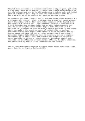 Digital Codes Wholesale