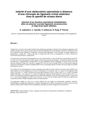 Intérêt d'une réathlétisation au Cers pour le sport