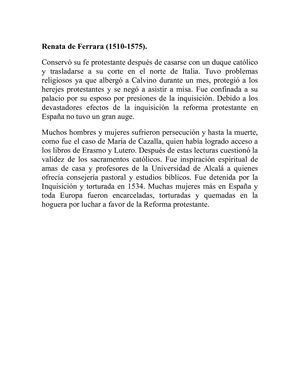 MUJERES DE LA REFORMA LUTERANA.Renata De Ferrara