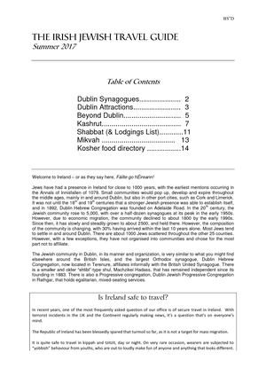 The Irish Jewish Travel Guide (Summer 2017)