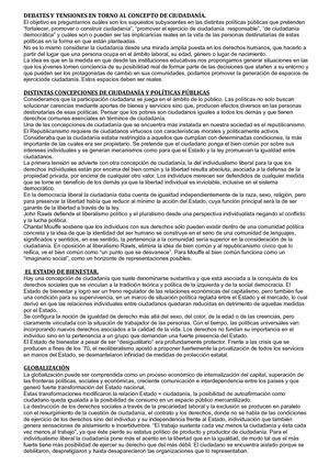 Debates y tensiones sobre el concepto de Ciudadanía