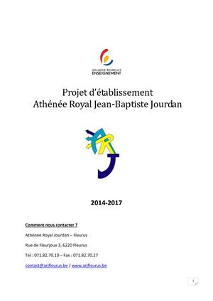 Projet Etablissement Athénée Jourdan