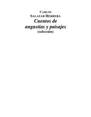 Carlos Salazar Herrera Cuentos De Angustias Y Paisajes (Selecciã³n)