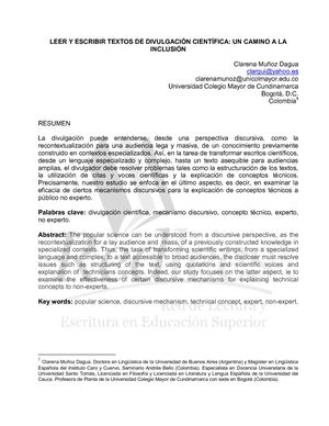45 Leer Y Escribir Textos De Divulgacion Clarena Mpdf Ewwy H Articulo
