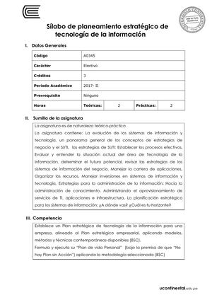 A0345 Silabo Planeamiento Estratégico De Tecnologías De La Información