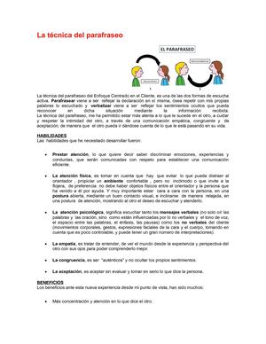 La Técnica Del Parafraseo