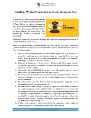 15 Reglas De Netiqueta