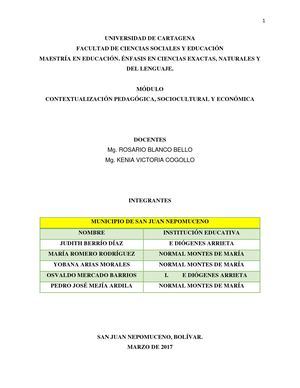 Contexto Sociocultural Municipio De San Juan Nepomuceno