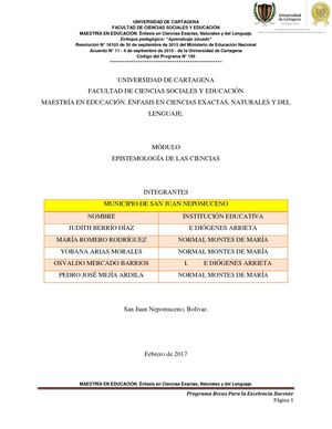 Reflexión Sobre La Epistemología De Las Ciencias