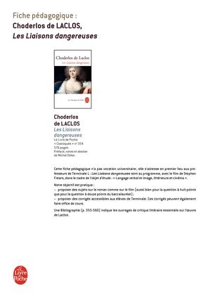 Fiche pédagogique - Liaisons dangereuses (Les), Choderlos de Laclos