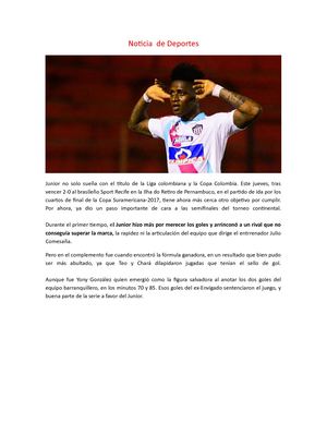 Noticia De Deportes