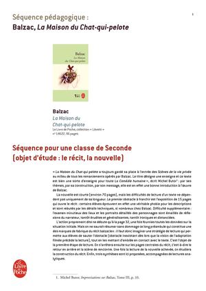 Fiche pédagogique - Maison du chat-qui-pelote, Balzac