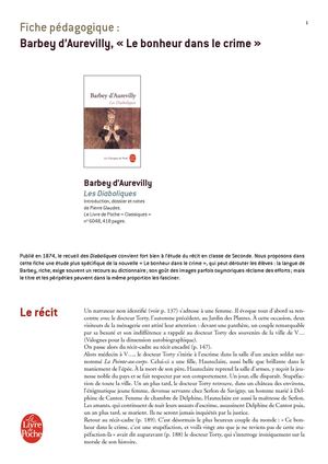 Fiche pédagogique - Diaboliques (Les), Barbey d'Aurevilly