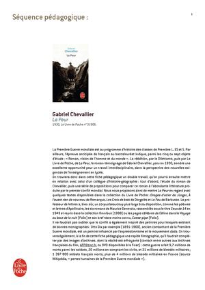 Fiche pédagogique - Peur (La), Gabriel Chevallier