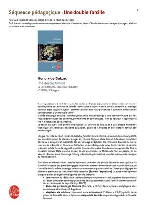 Fiche pédagogique - Double Famille (Une), Balzac