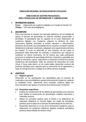 Plan Del Curso De Cuadernia 3 0