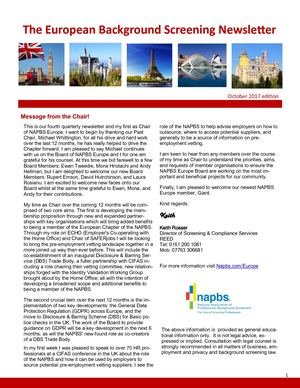 The European Background Screening Newsletter - October 2017