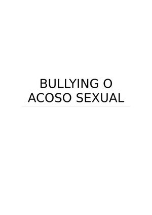 Qué Es El Bullying O Acoso Sexual