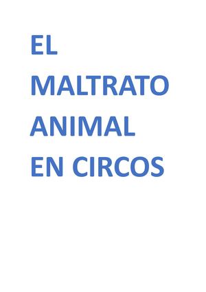 El Maltrato Animal En Circos