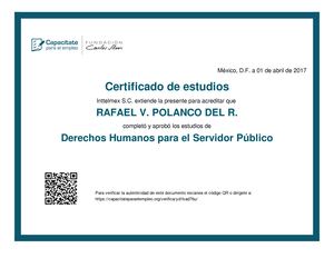CERTIFICADO DERECHOS HUMANOS PARA SERVIDORES PUBLICOS