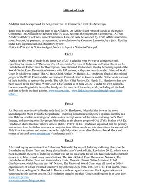 Affidavit Of Facts for Andrea Morris without Registration