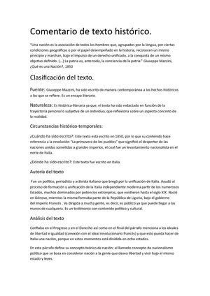 Comentario De Texto Histórico