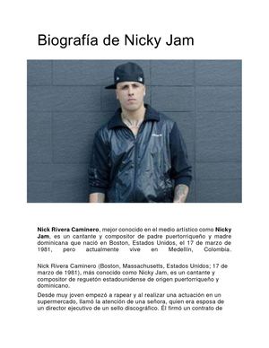 Biografía De Nicky Jam