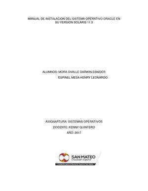 Oracle en su versión Solaris 11.3