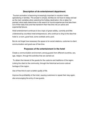 Description Of De Entertainment Department