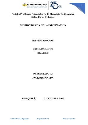 Posibles Flujos De Lodos En Mi Municipio