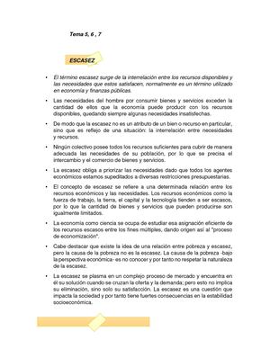 Escasez, Aspectos Básicos y Riesgo y Rendimiento