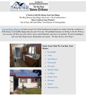 Trusted House Buyers Buys Houses in Any Conditions in San Diego