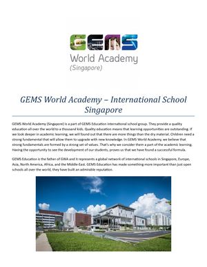 Gems World Academy Singapore – International IB School