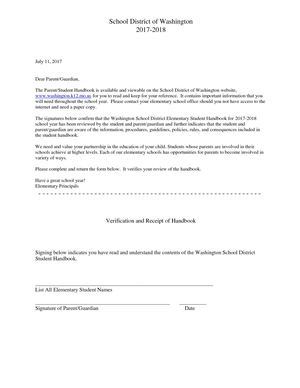 Elementary Student Handbook 2017 2018 Rev 11 2 17